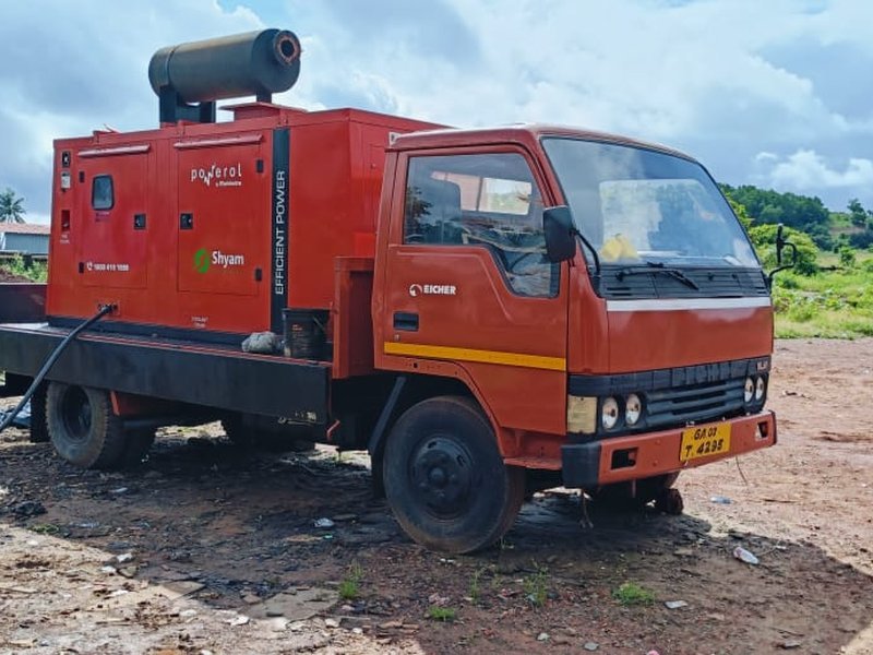 Truck-mounted Powerol diesel generator on site in Goa